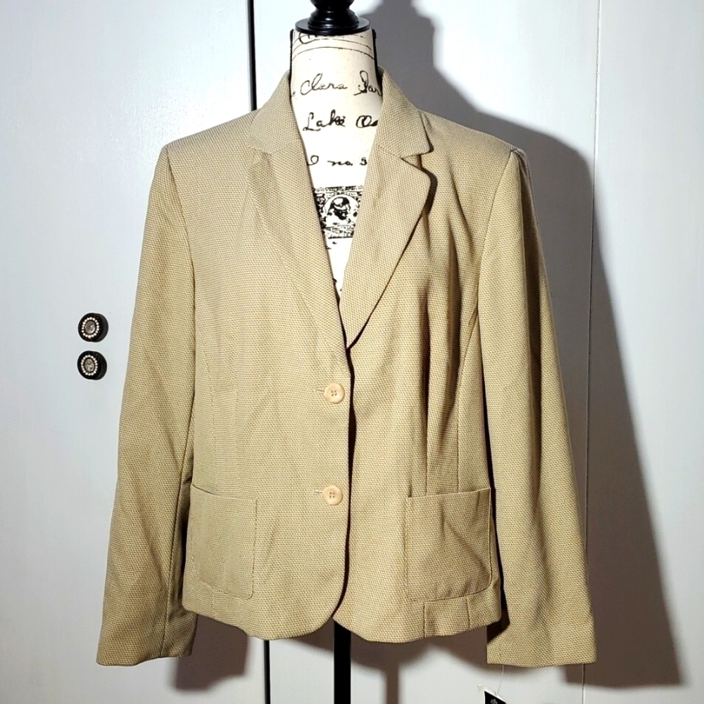 Norton |Cream/Tan Pattern Flecked Suit Coat Blazer Neutral Womens Office Sz.14